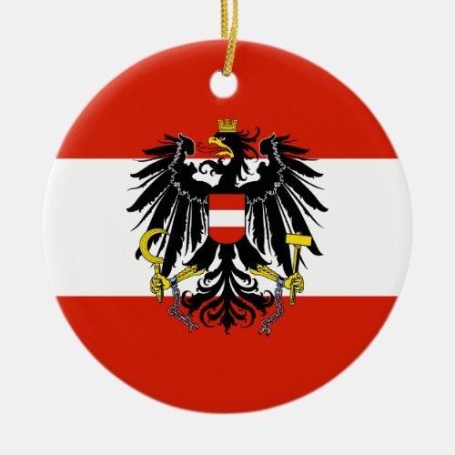 Flag of Austria with Coat of Arms Ceramic Ornament