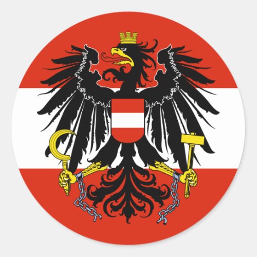 Flag of Austria with Coat of Arms Classic Round Sticker