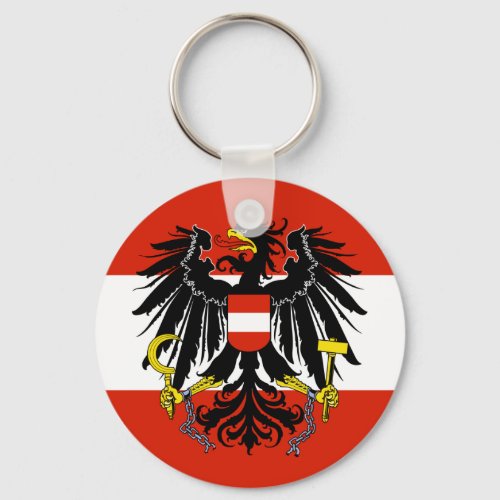 Flag of Austria with Coat of Arms Keychain