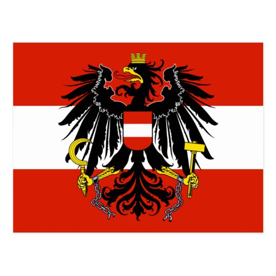 Flag of Austria with Coat of Arms Postcard | Zazzle.com