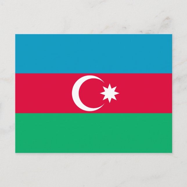 Flag of Azerbaijan Blue Red Green Crescent Moon Postcard (Front)