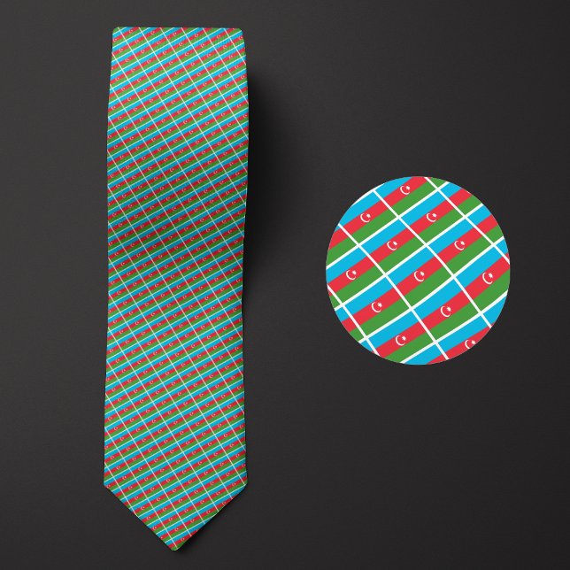 Flag of Azerbaijan Pattern Neck Tie (Creator Uploaded)