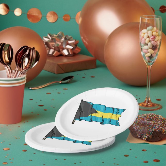 Flag Of Bahamas Paper Plates (Multi)
