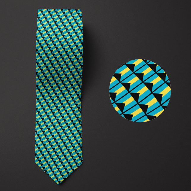 Flag of Bahamas Pattern Neck Tie (Creator Uploaded)