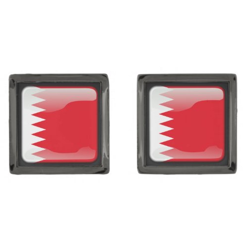 Flag of Bahrain Gunmetal Finish Cufflinks