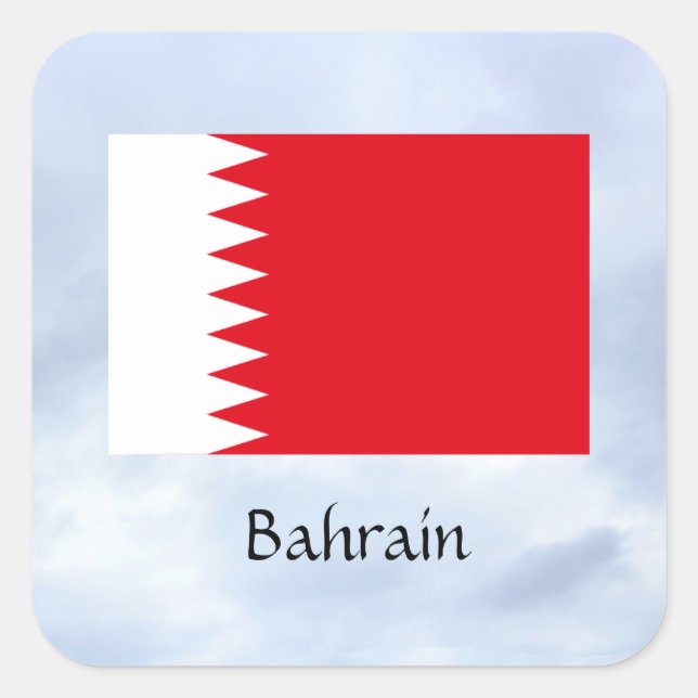 Flag of Bahrain, labeled, Square Sticker (Front)