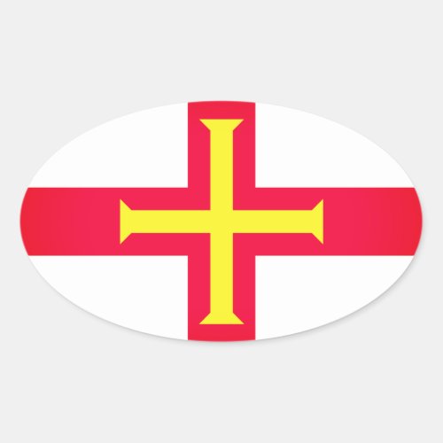 Flag of Bailiwick of Guernsey UK Oval Sticker