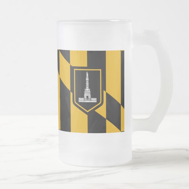 Flag of Baltimore, Maryland Frosted Glass Beer Mug (Right)