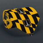 Flag of Baltimore Neck Tie<br><div class="desc">Tie with flag of city of Baltimore,  Maryland; black and yellow flag with an illustration of Battle Monument</div>