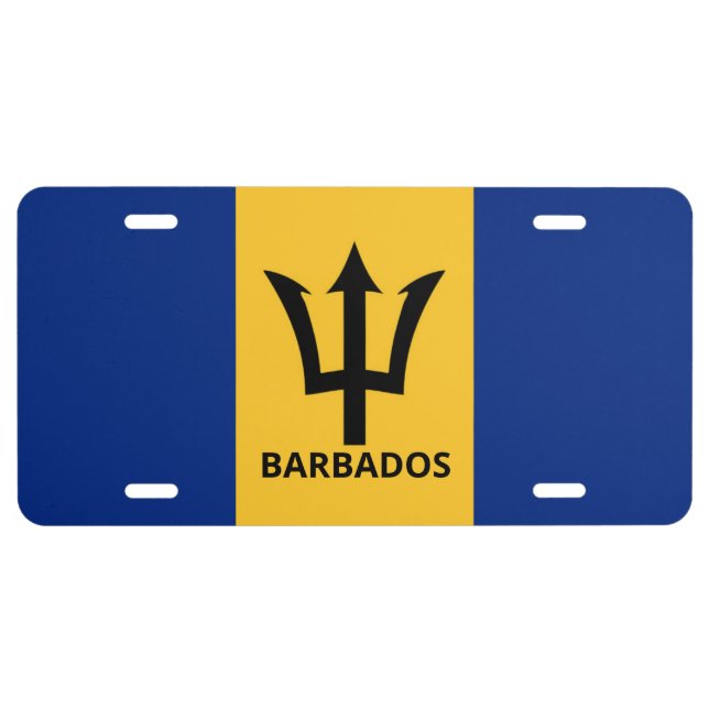 FLAG OF BARBADOS ALUMINUM LICENSE PLATE (Front)