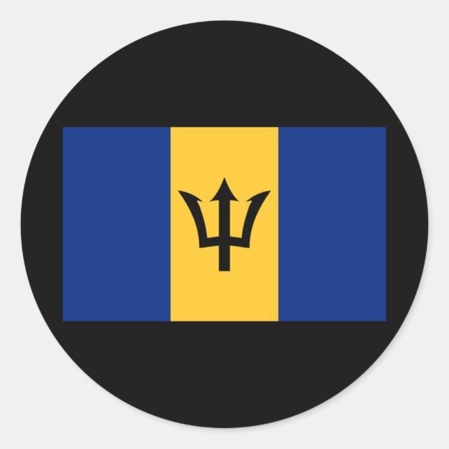 Flag of Barbados Classic Round Sticker (Front)