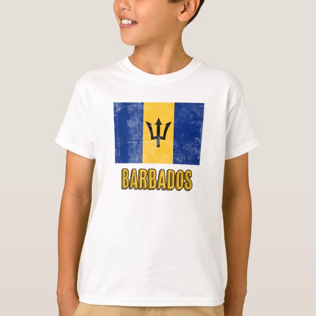 Flag of Barbados "Grunge" look. T-Shirt (Front)