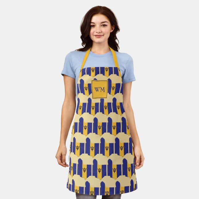 FLAG OF BARBADOS | Monogram | Barbadian Map Apron (Worn)