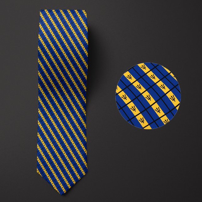 Flag of Barbados Pattern Neck Tie (Creator Uploaded)