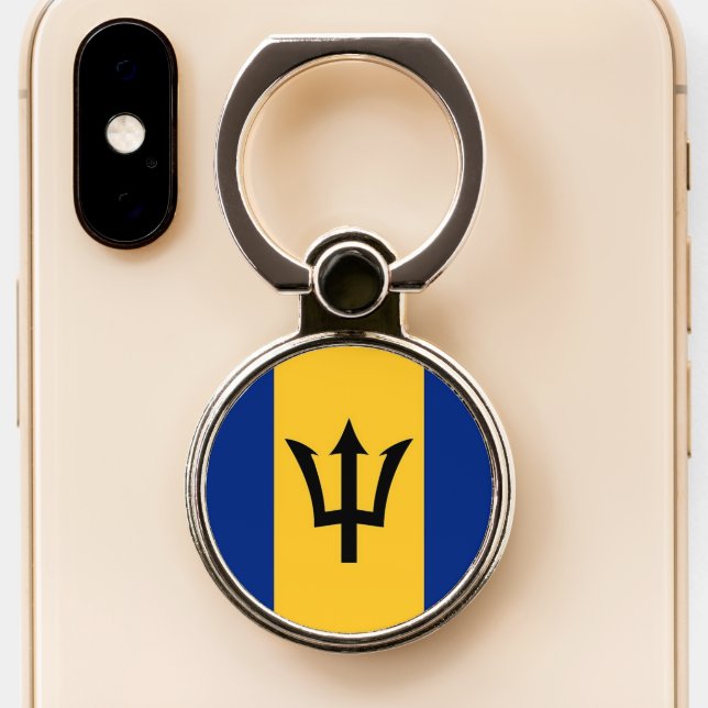 Flag of Barbados Phone Ring Stand (Close Up)