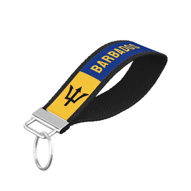 Flag of Barbados Wrist Keychain (Angled Down)