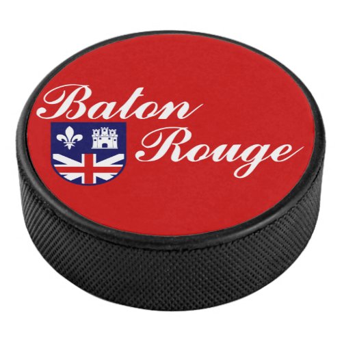 Flag of Baton Rouge Louisiana Hockey Puck