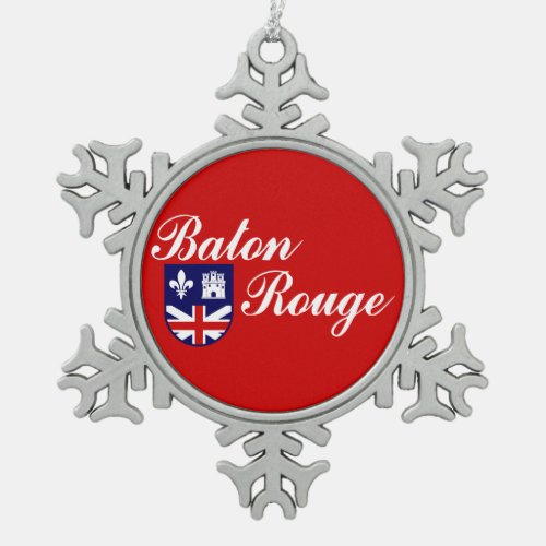 Flag of Baton Rouge Louisiana Snowflake Pewter Ch Snowflake Pewter Christmas Ornament