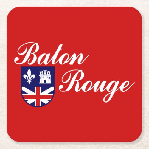 Flag of Baton Rouge Louisiana Square Paper Coaste Square Paper Coaster