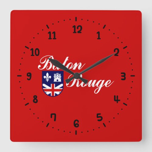 Flag of Baton Rouge Louisiana Square Wall Clock