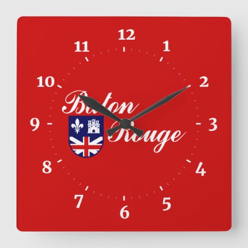 Flag of Baton Rouge Louisiana Square Wall Clock