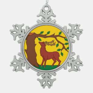 Flag of Bedfordshire Snowflake Pewter Christmas Ornament