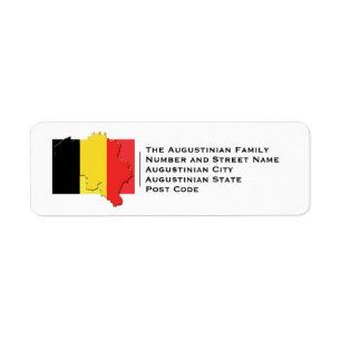 Flag of BELGIUM Belgian Map Outline Address Label