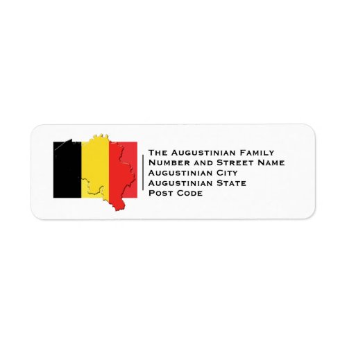 Flag of BELGIUM  Belgian Map Outline Address Label
