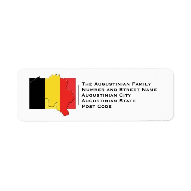 Flag of BELGIUM | Belgian Map Outline Address Label (Front)