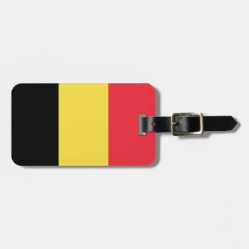Flag Of Belgium Luggage Tag W/ Leather Strap by kfleming1986 at Zazzle