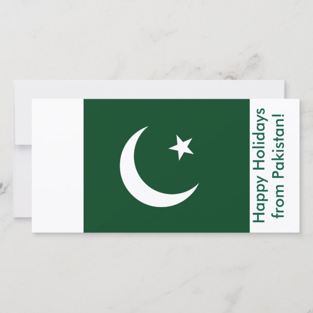 Flag of Belize, Happy Holidays from Pakistan Holiday Card (Front)