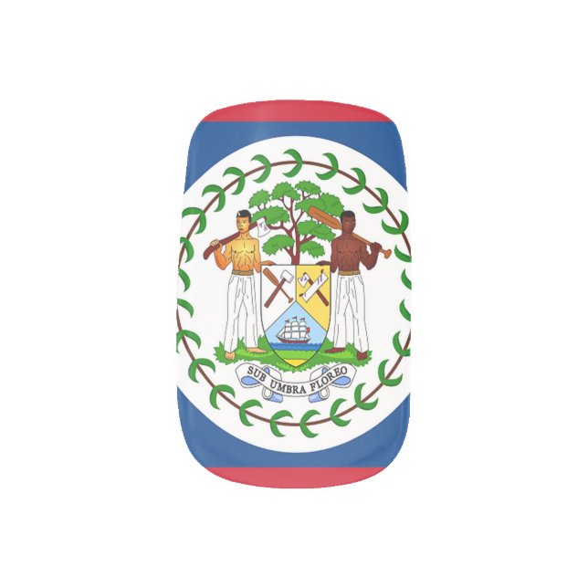 Flag of Belize Minx Nail Art (Left Thumb)