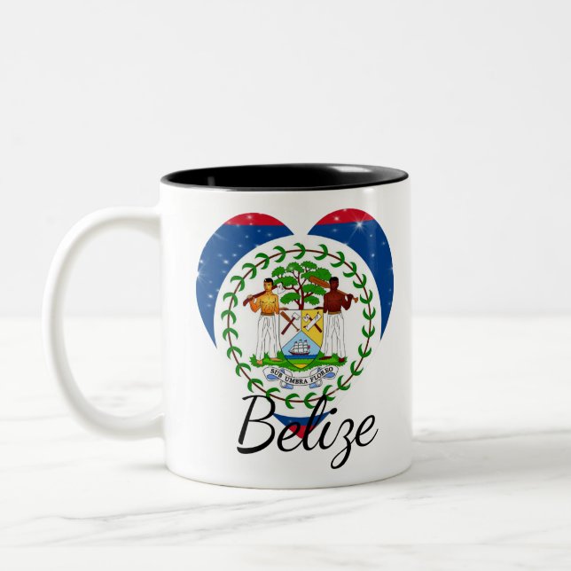 Flag of Belize. Two-Tone Coffee Mug (Left)