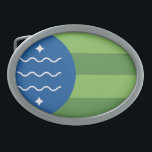 Flag of Bellingham, Washington Belt Buckle<br><div class="desc">Belt Buckle with a design with the flag of Bellingham, Washington. A green and blue flag</div>