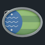 Flag of Bellingham, Washington Belt Buckle<br><div class="desc">Belt Buckle with a design with the flag of Bellingham,  Washington. A green and blue flag</div>