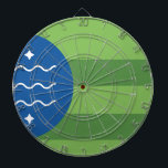 Flag of Bellingham, Washington Dart Board<br><div class="desc">Dartboard with a design with the flag of Bellingham,  Washington. A green and blue flag</div>