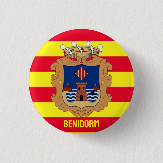 Flag of Benidorm - Comunidad Valenciana (ESP) Button (Front)