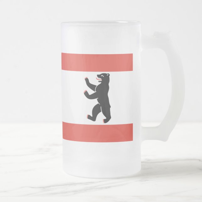 Flag of Berlin Frosted Glass Beer Mug (Right)