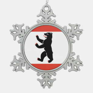 Flag of Berlin Snowflake Pewter Christmas Ornament