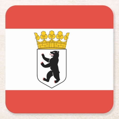 Flag of Berlin Square Paper Coaster