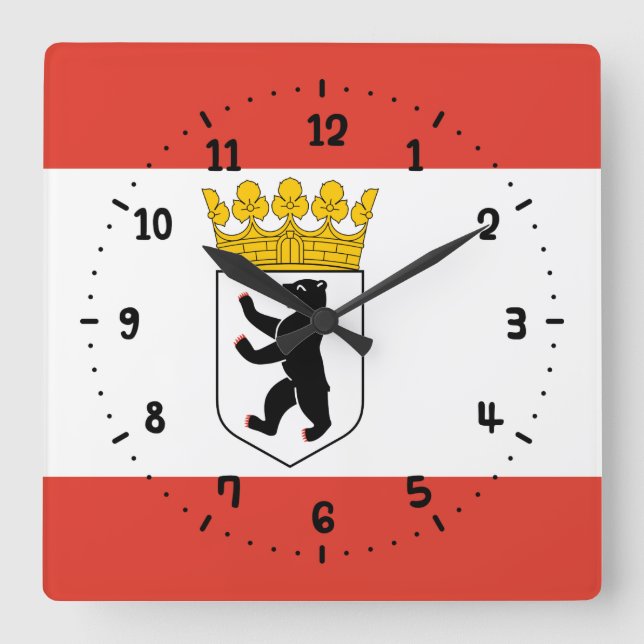 Flag of Berlin Square Wall Clock (Front)