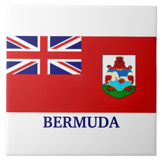 Flag of Bermuda, labeled, Ceramic Tile (Front)