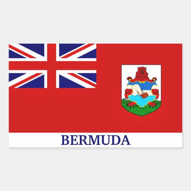 Flag of Bermuda, labeled, Rectangular Sticker (Front)