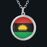 Flag of Biafra (Bịafra) Silver Plated Necklace<br><div class="desc">The flag of the Republic of Biafra consists of a horizontal tricolour of red, black, and green, charged with a golden rising sun over a golden bar. Biafra was a secessionist state in south eastern Nigeria. Its inhabitants were mostly the Igbo people. Bịafra bụla obodo ndï Ìgbo, nke pụtara ìhìe...</div>