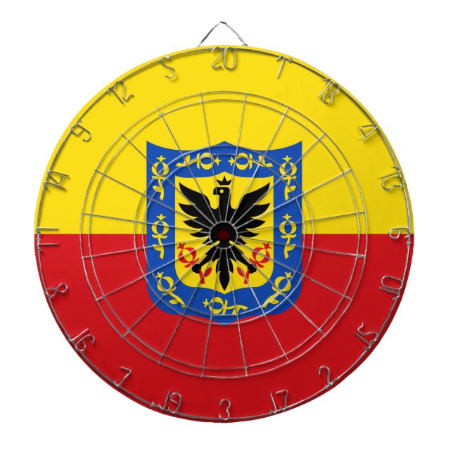 Flag of Bogota, Colombia Dartboard With Darts (Front)