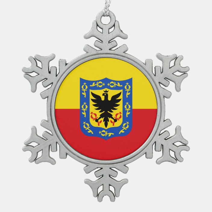 Flag Of Bogota Colombia Snowflake Pewter Christmas Ornament Zazzle Com