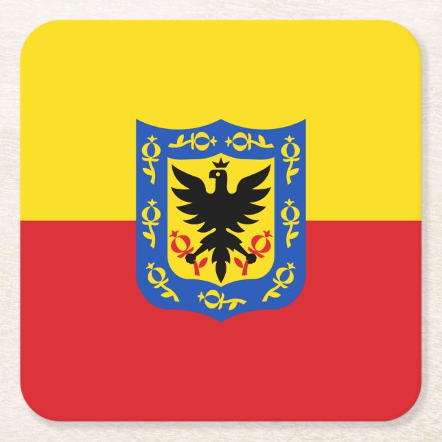 Flag of Bogota, Colombia Square Paper Coaster (Front)