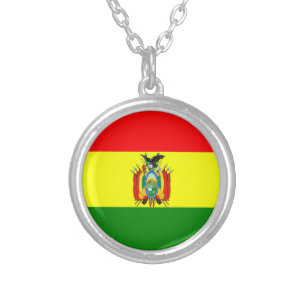 Flag of Bolivia Silver Plated Necklace