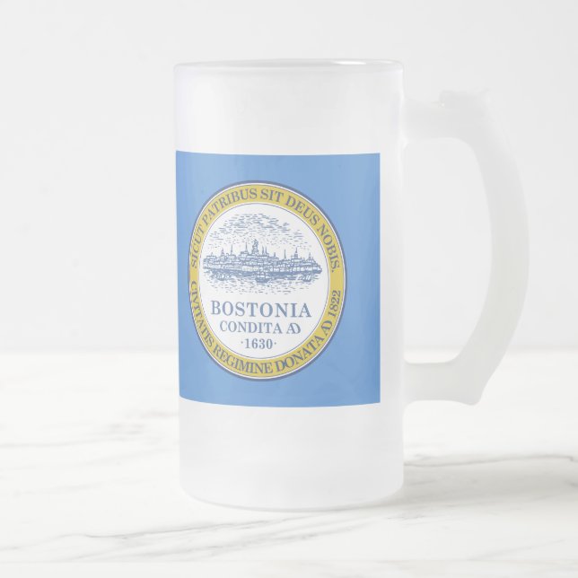 Flag of Boston, Massachusetts Frosted Glass Beer M Mug (Right)