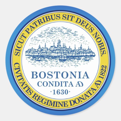 Flag of Boston Massachusetts Oval Sticker